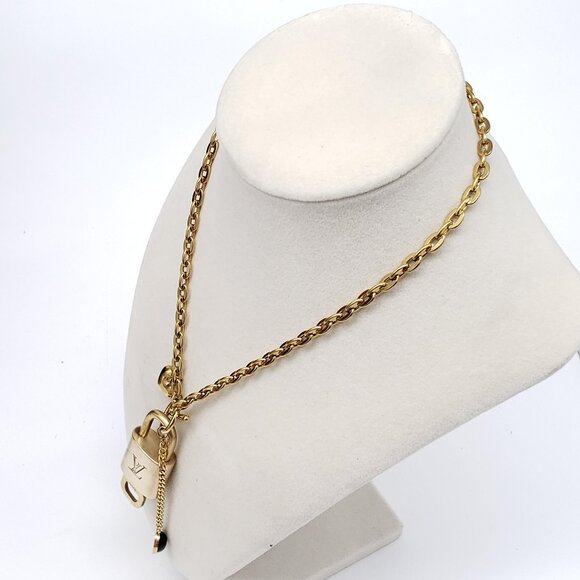 Authentic Louis Vuitton Gold Padlock with Unbranded Stainless Steel Chain - Picture 3 of 9